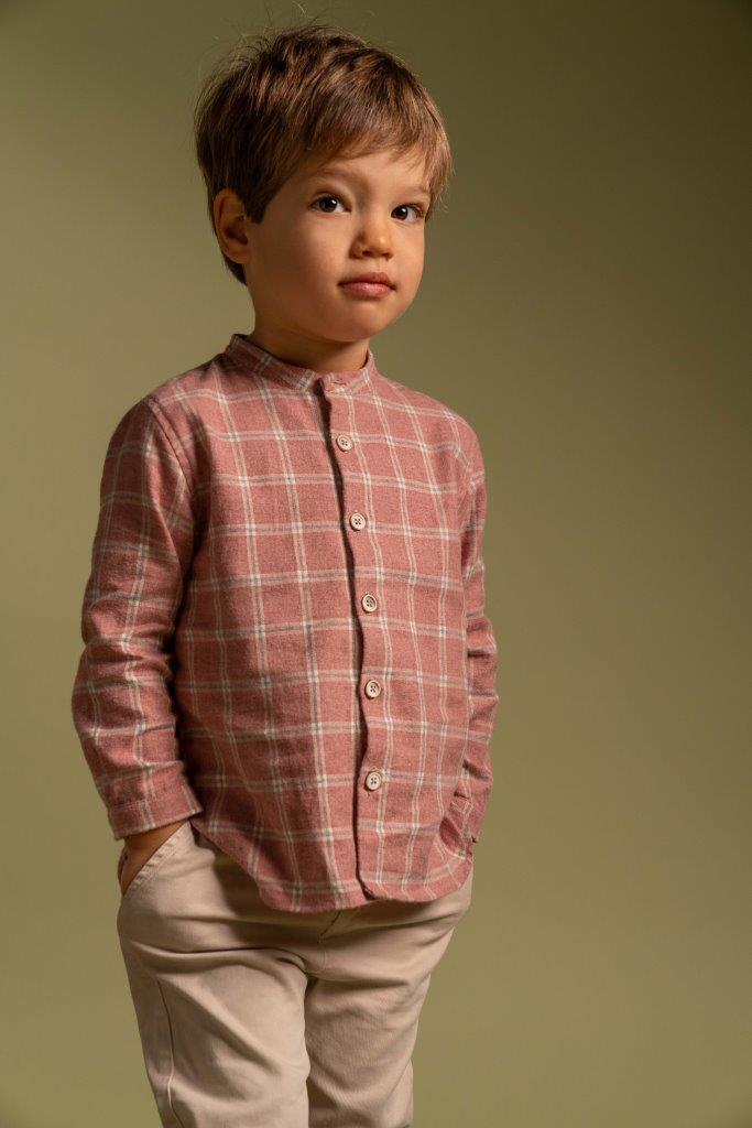 【Laranjinha】タータンチェックシャツ ボルドー