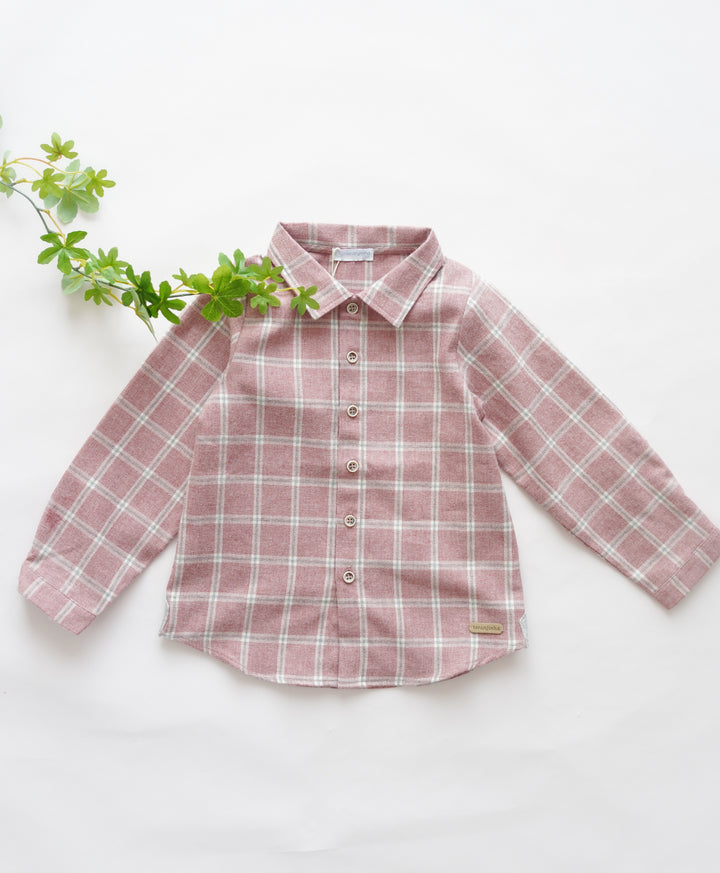 【Laranjinha】タータンチェックシャツ ボルドー