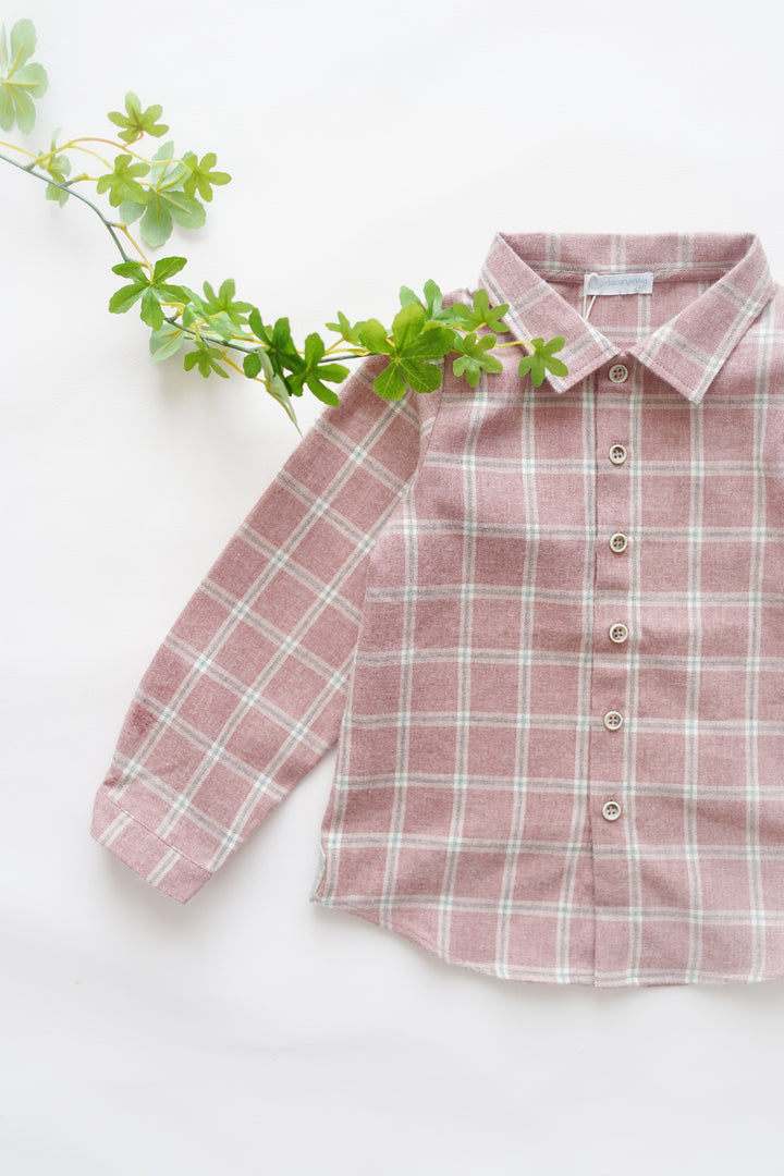 【Laranjinha】タータンチェックシャツ ボルドー