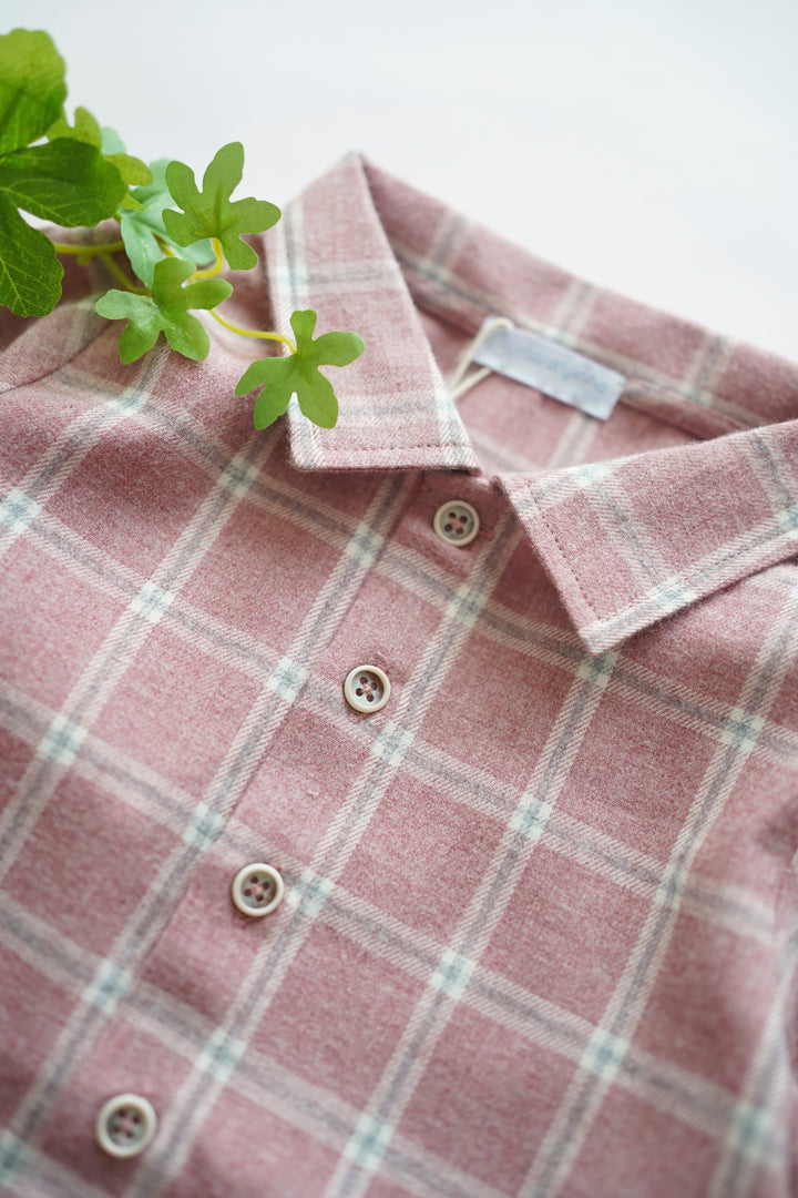 【Laranjinha】タータンチェックシャツ ボルドー