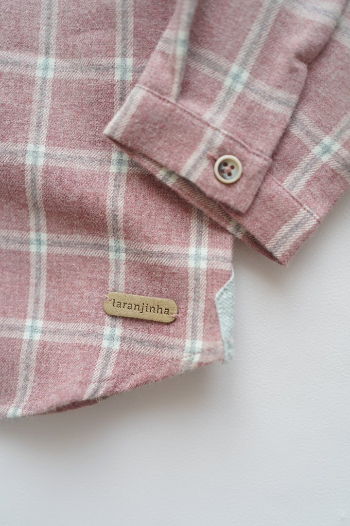 【Laranjinha】タータンチェックシャツ ボルドー
