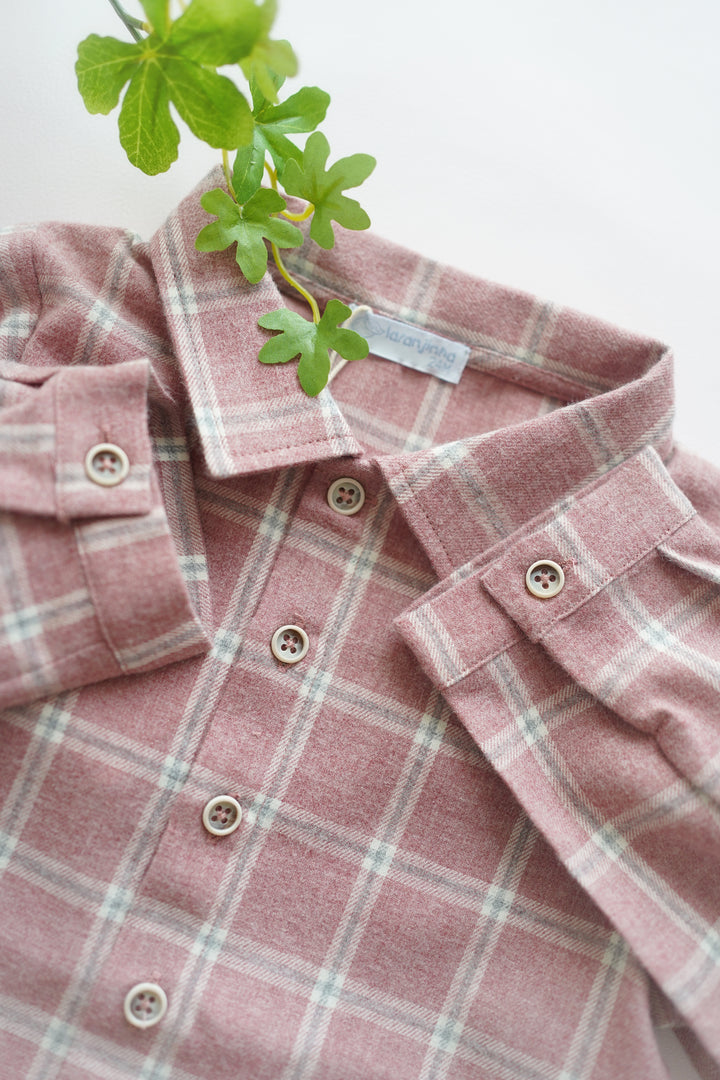 【Laranjinha】タータンチェックシャツ ボルドー