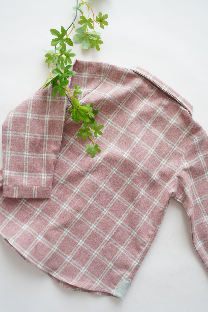 【Laranjinha】タータンチェックシャツ ボルドー