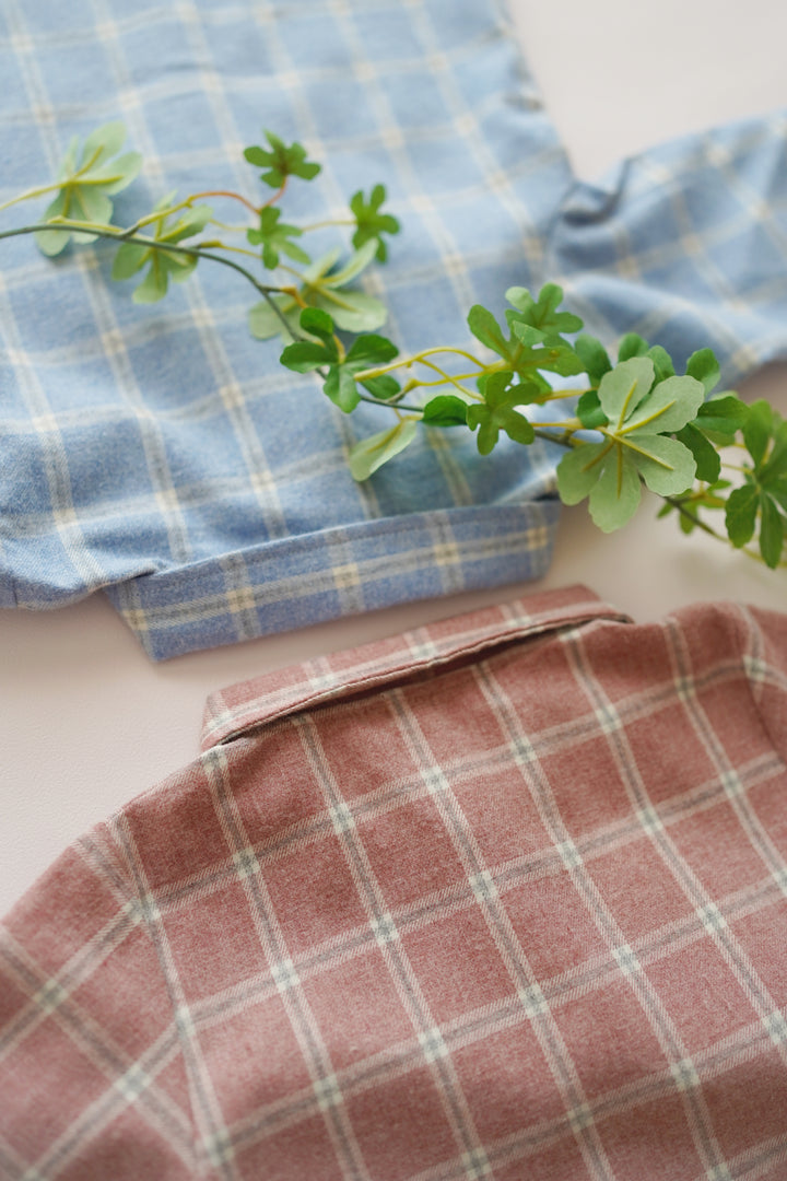 【Laranjinha】タータンチェックシャツ ボルドー