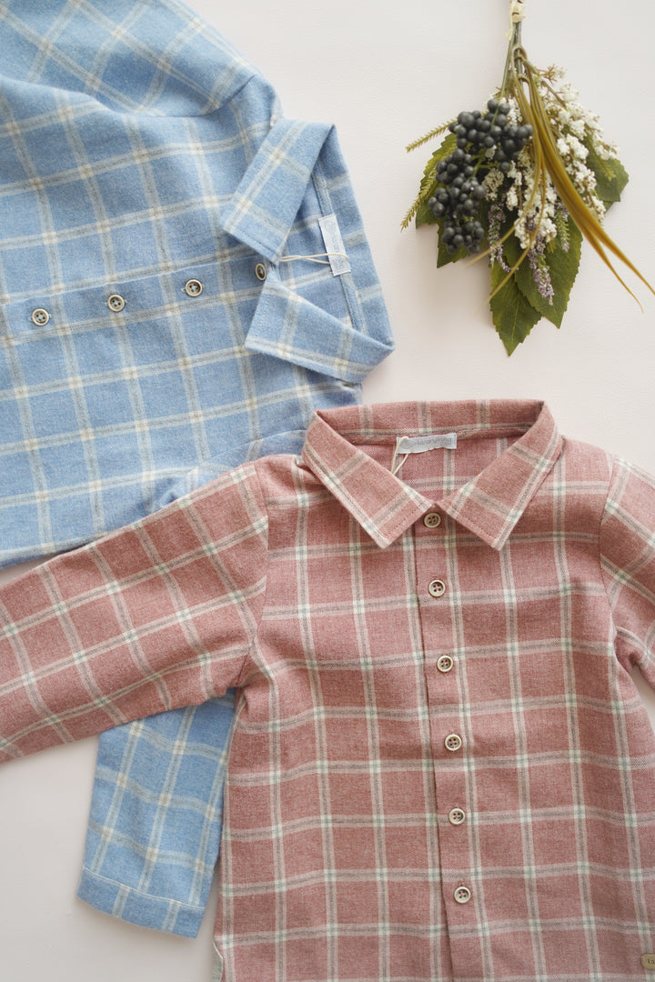 【Laranjinha】タータンチェックシャツ ボルドー