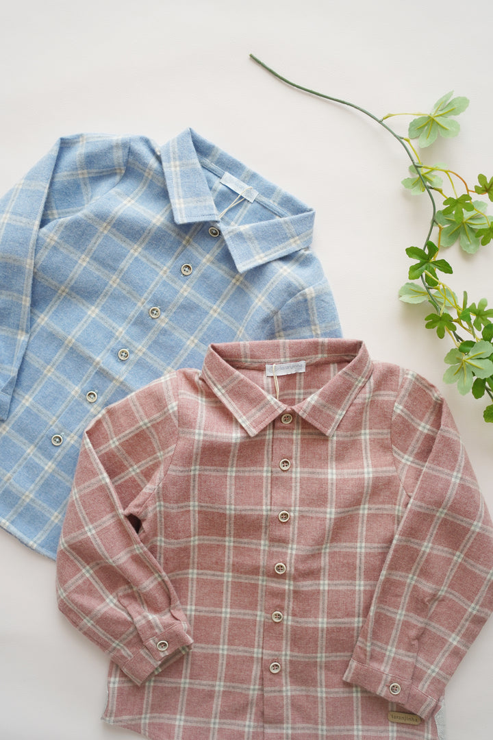 【Laranjinha】タータンチェックシャツ ボルドー