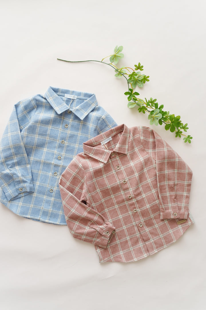 【Laranjinha】タータンチェックシャツ ボルドー