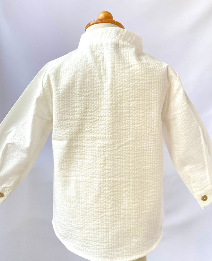 【Mebi】クラシカルホワイトコットンシャツ