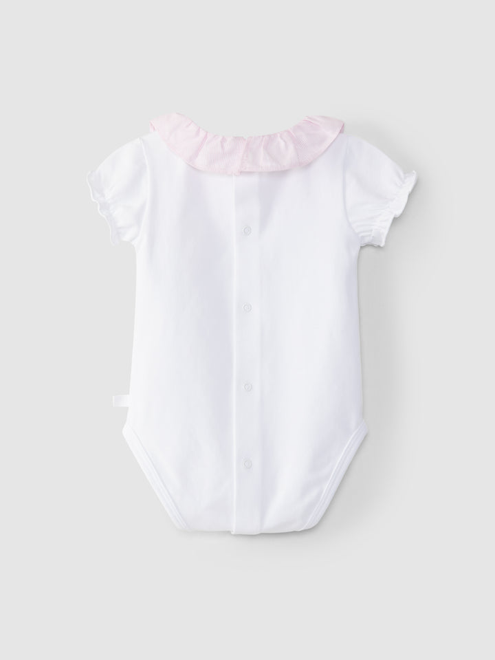 【Laranjinha】フリルカラーサマーボディスーツ（ピンク）