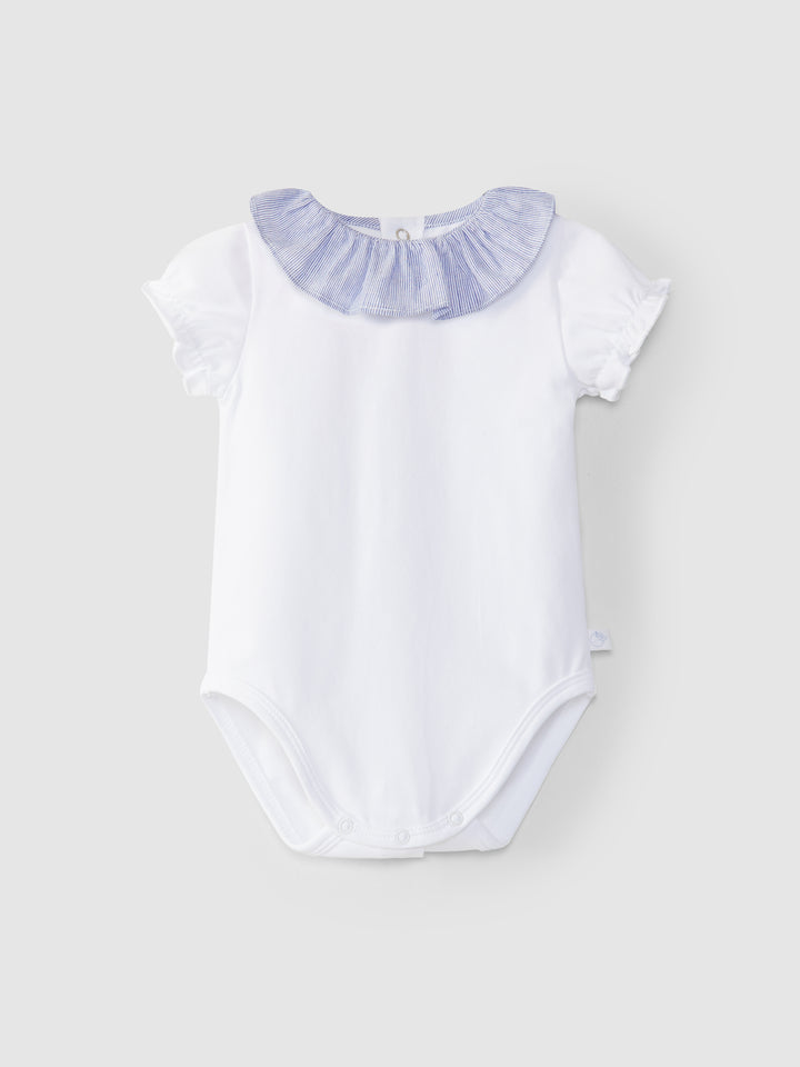 【Laranjinha】フリルカラーサマーボディスーツ（ブルー）