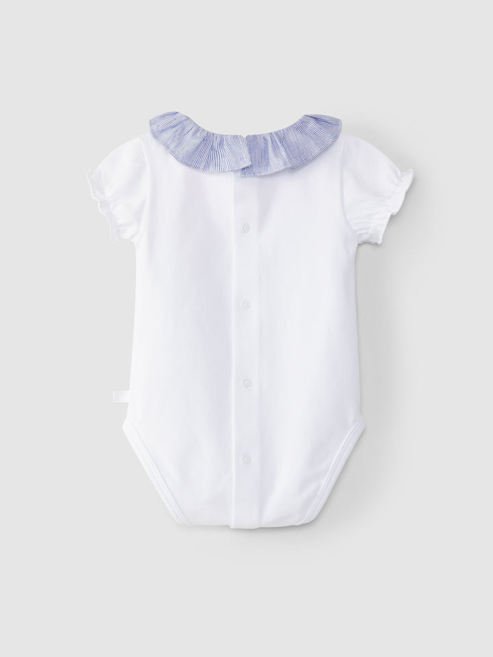 【Laranjinha】フリルカラーサマーボディスーツ（ブルー）